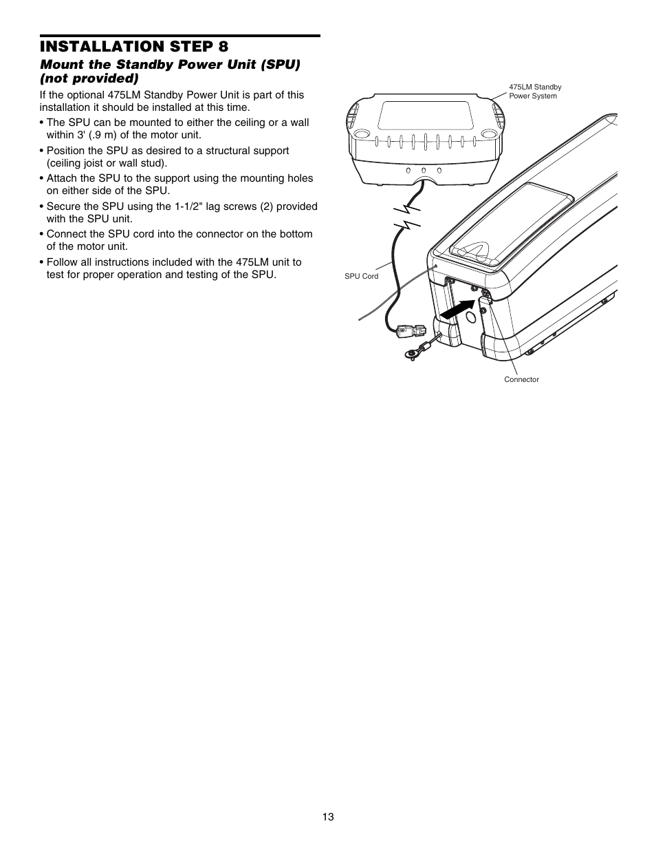 Installation step 8 | Chamberlain 3800E User Manual | Page 13 / 72