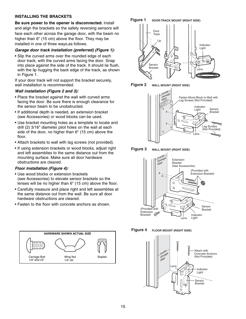 Installing the brackets | Chamberlain 3800E User Manual | Page 15 / 72