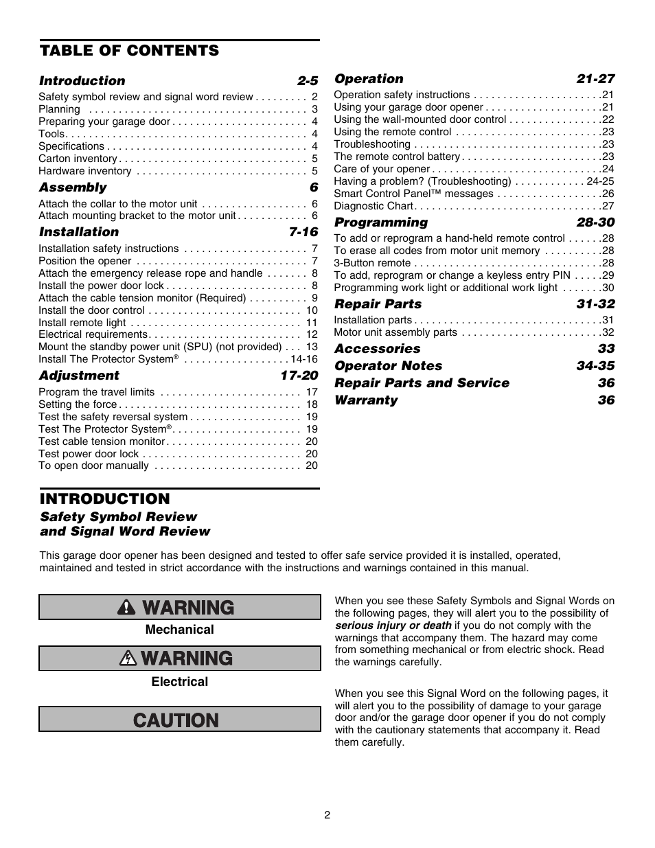 Chamberlain 3800E User Manual | Page 2 / 72