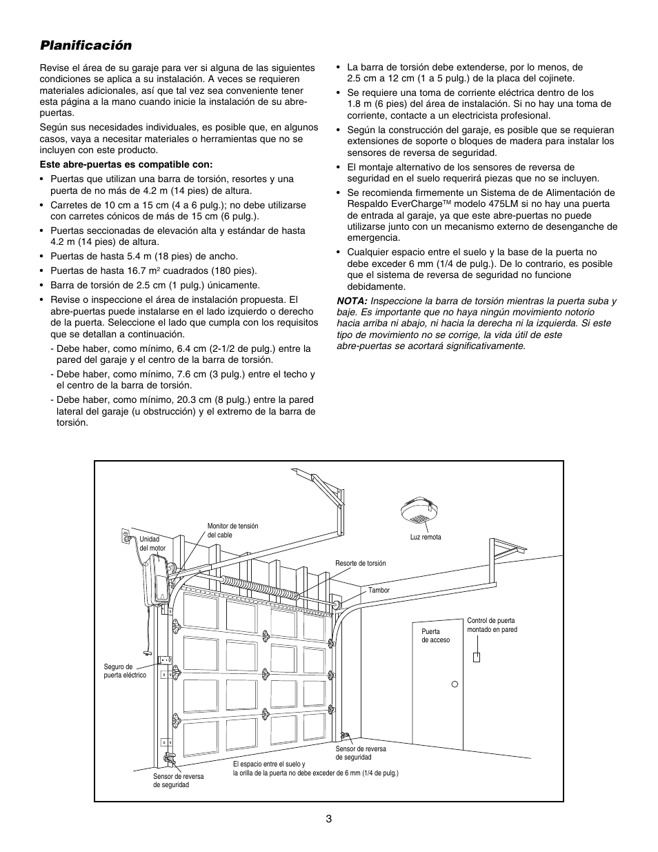 Planificación | Chamberlain 3800E User Manual | Page 39 / 72