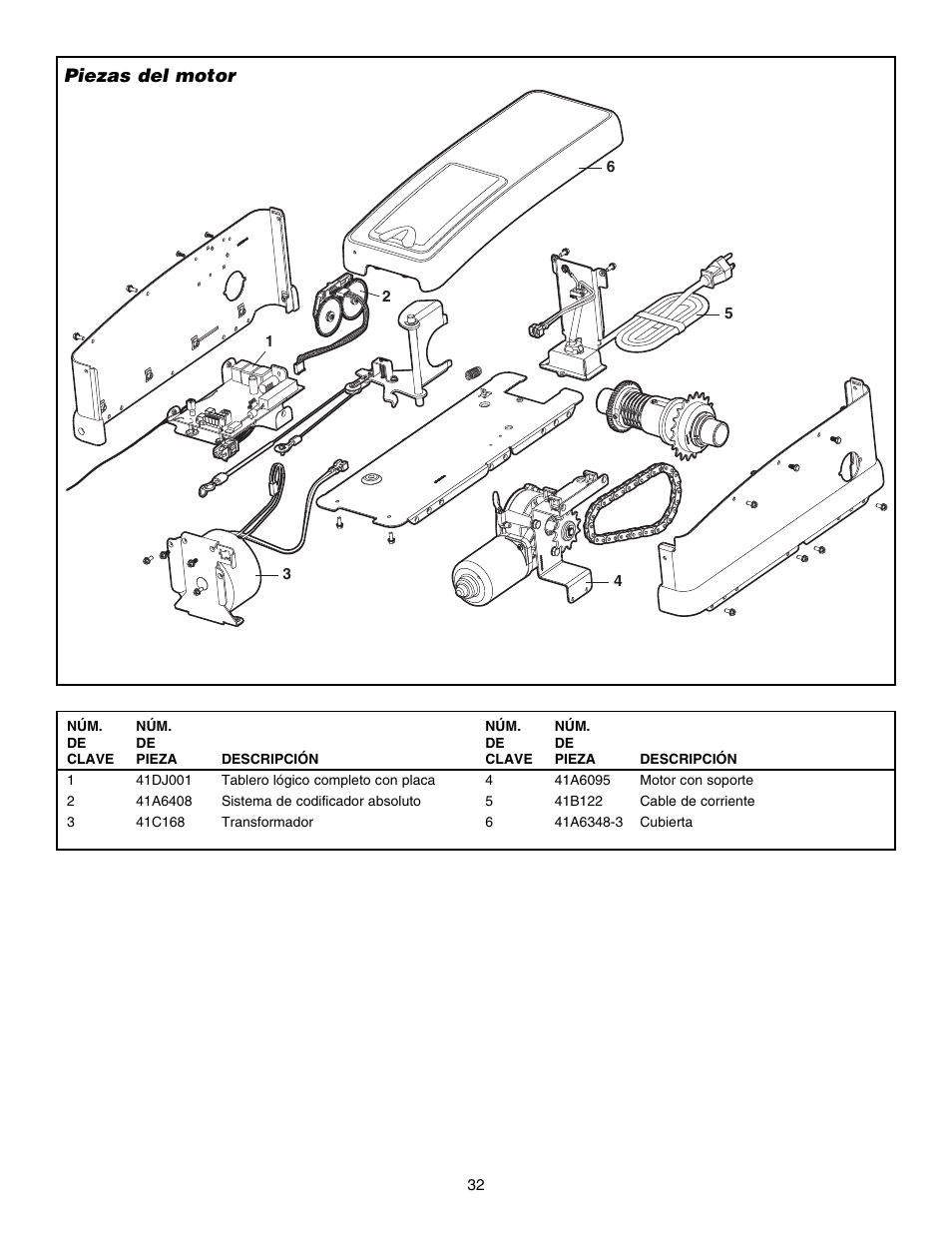 Piezas del motor | Chamberlain 3800E User Manual | Page 68 / 72