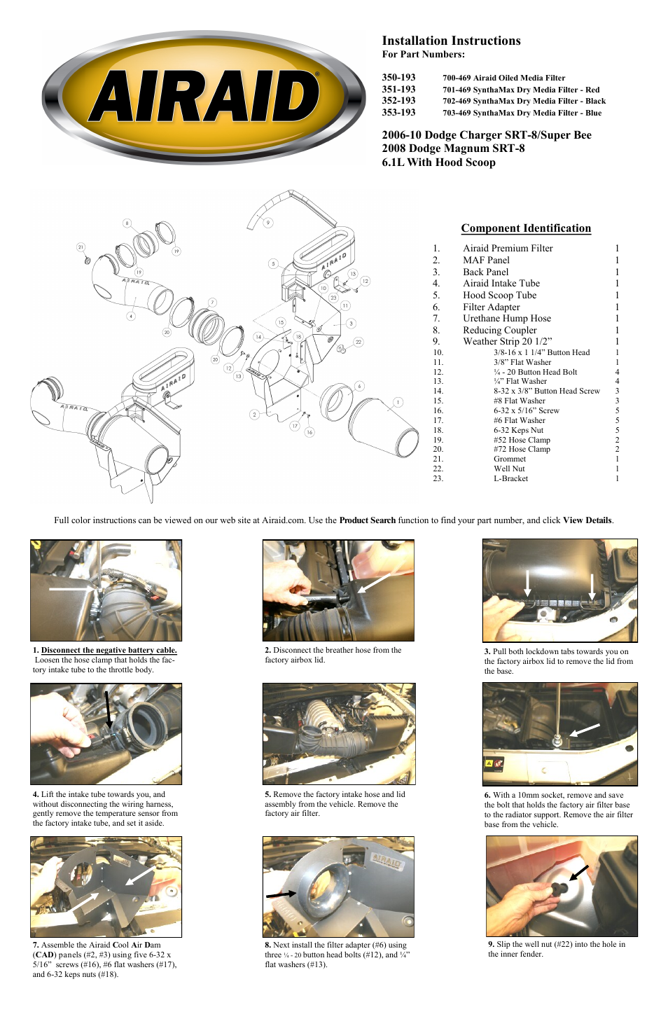 Airaid 350-193 User Manual | 2 pages