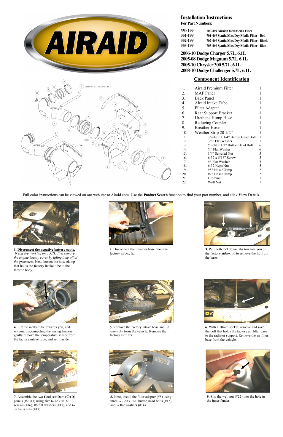 Airaid 350-199 User Manual | 2 pages