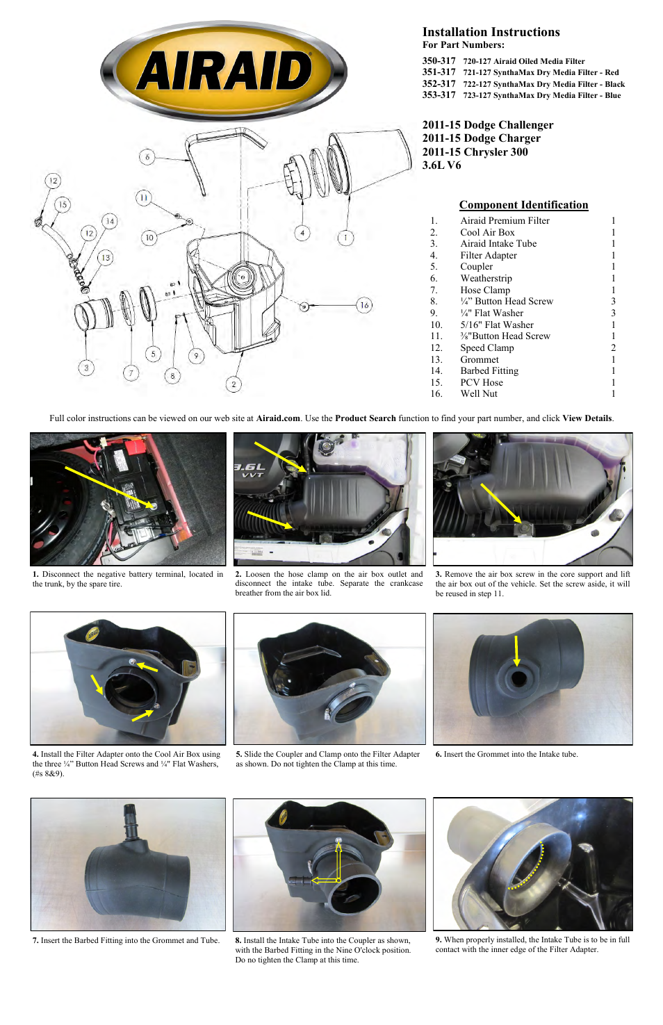 Airaid 350-317 User Manual | 2 pages