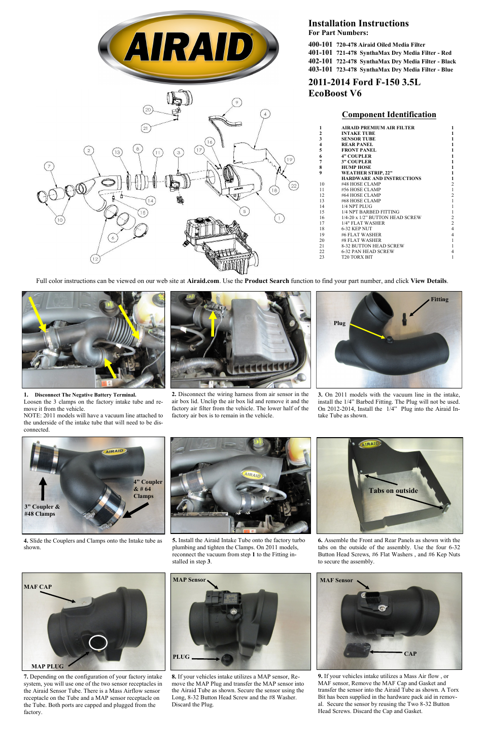 Airaid 400-101 User Manual | 2 pages