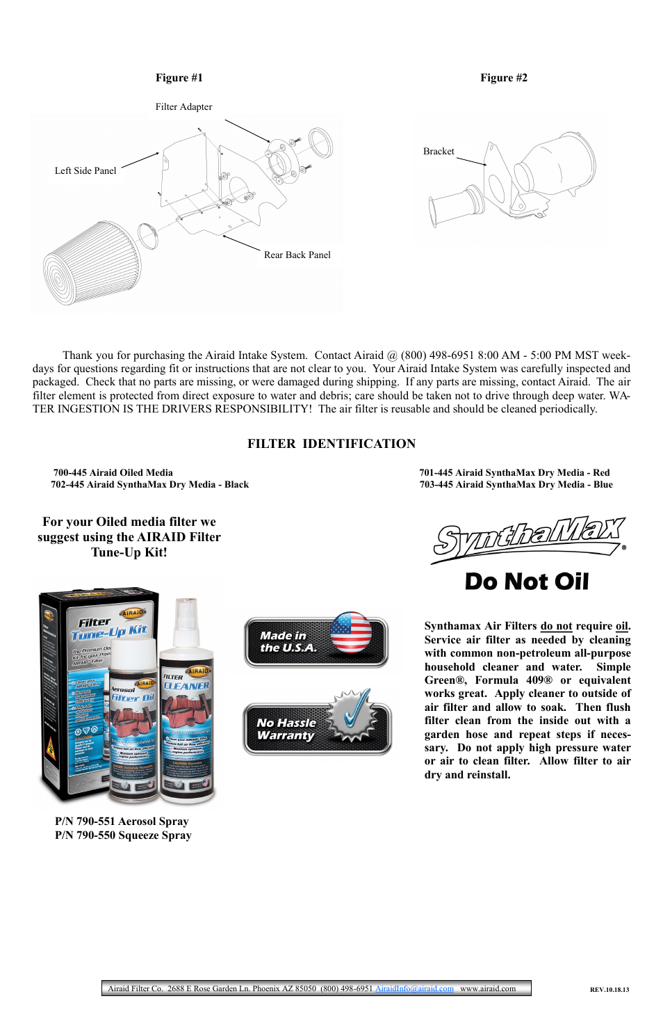 Filter identification | Airaid 400-114 User Manual | Page 2 / 2