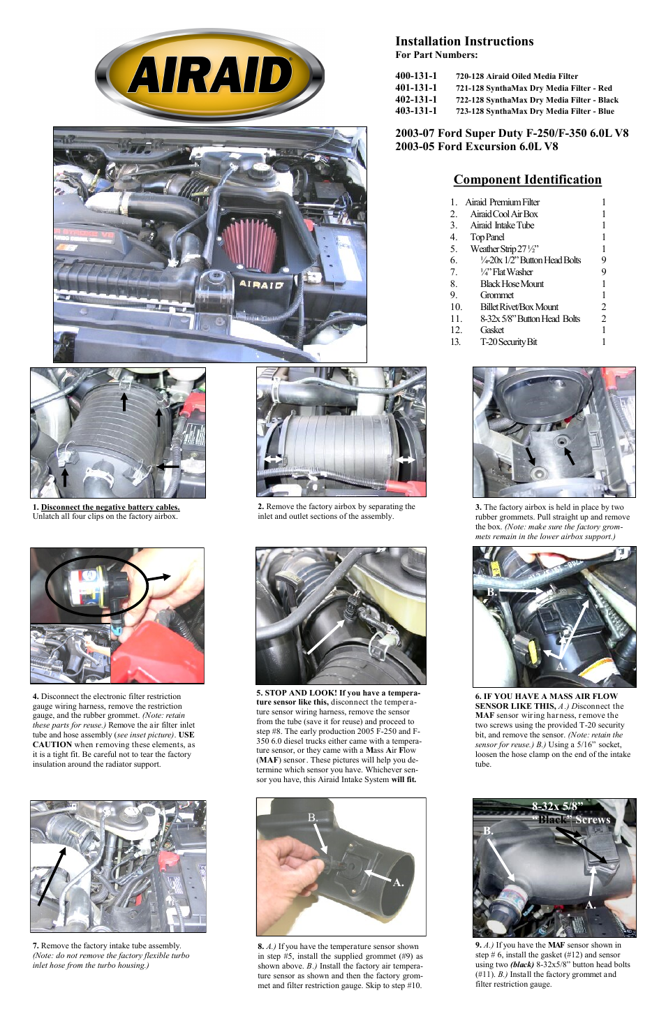 Airaid 400-131-1 User Manual | 2 pages