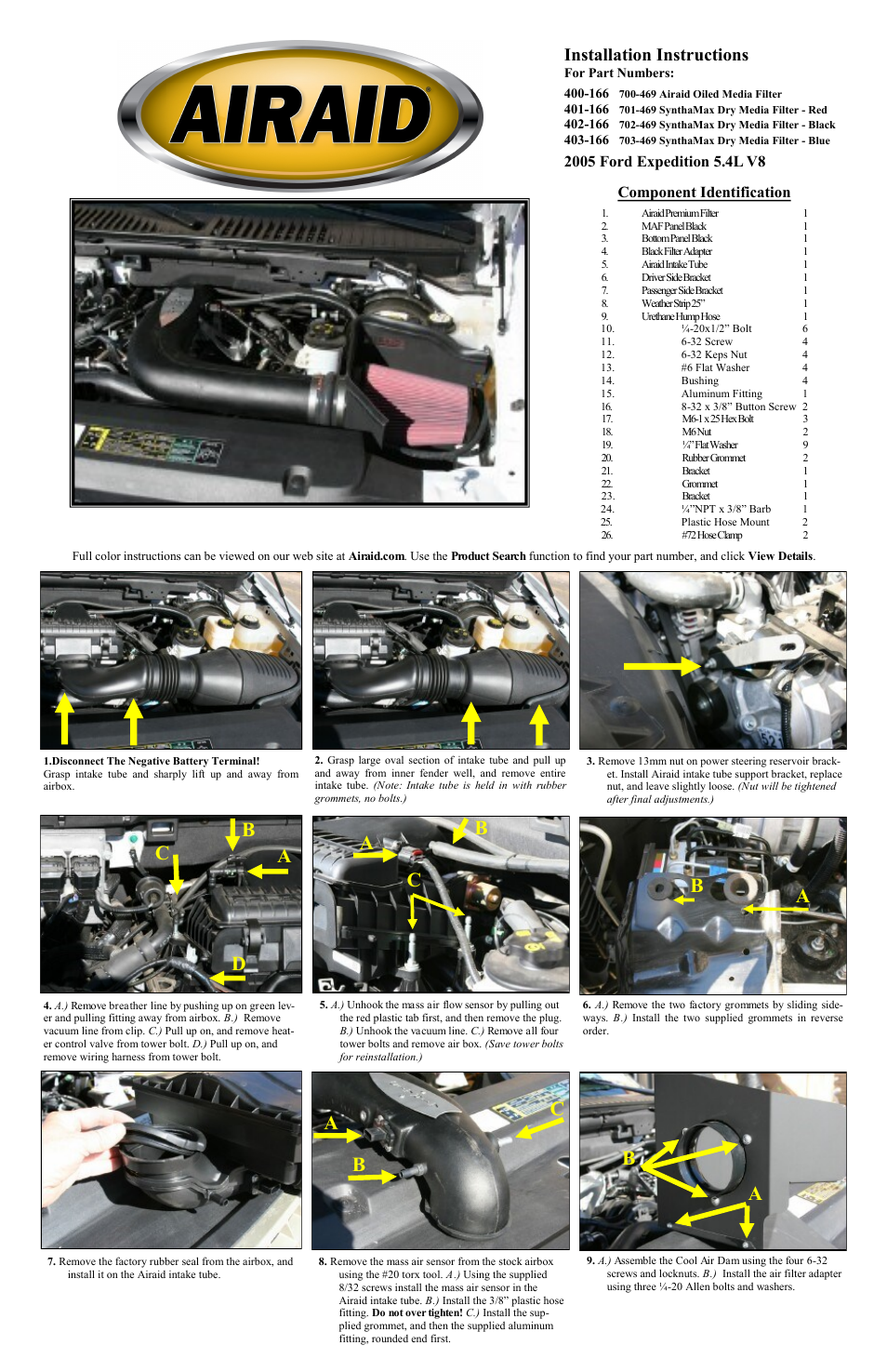 Airaid 400-166 User Manual | 2 pages