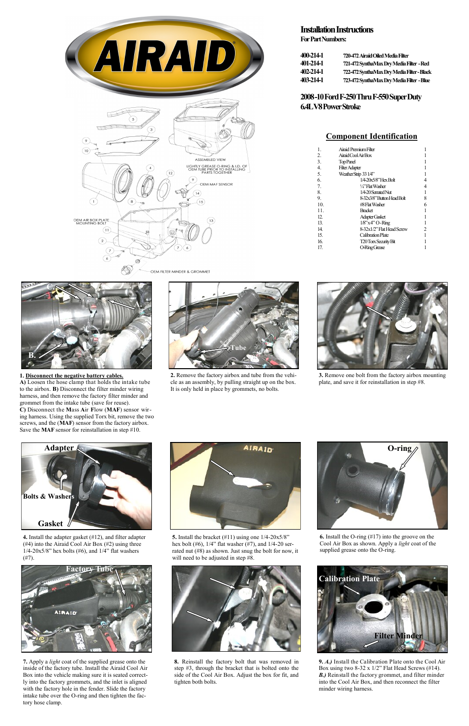 Airaid 400-214-1 User Manual | 2 pages