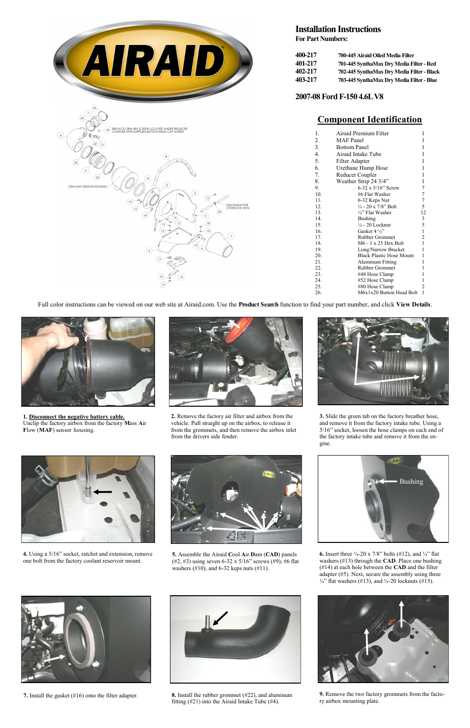 Airaid 400-217 User Manual | 2 pages