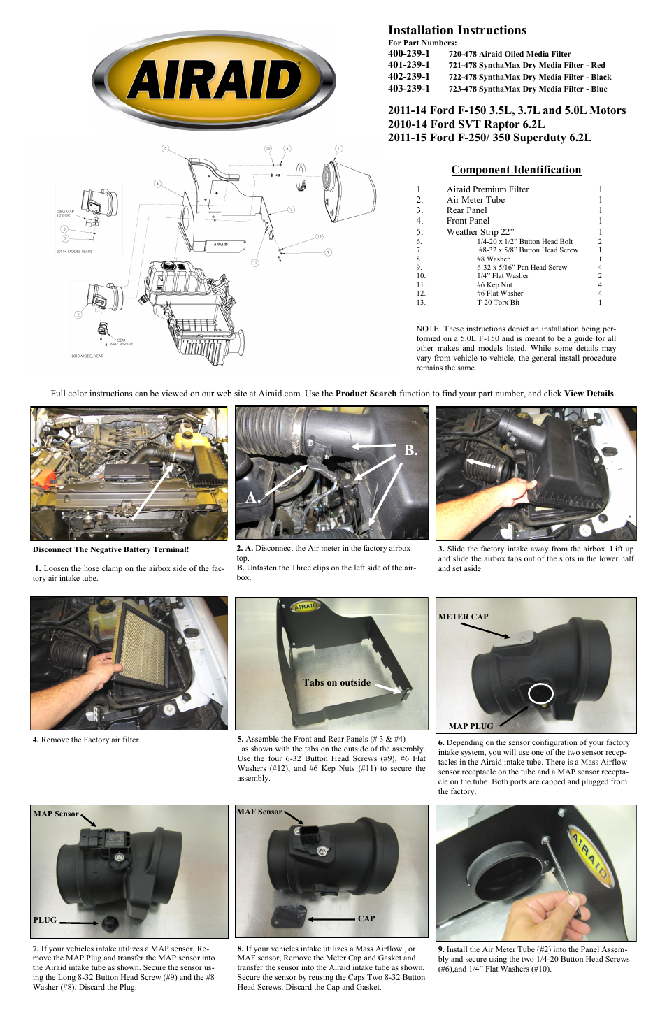 Airaid 400-239-1 User Manual | 2 pages