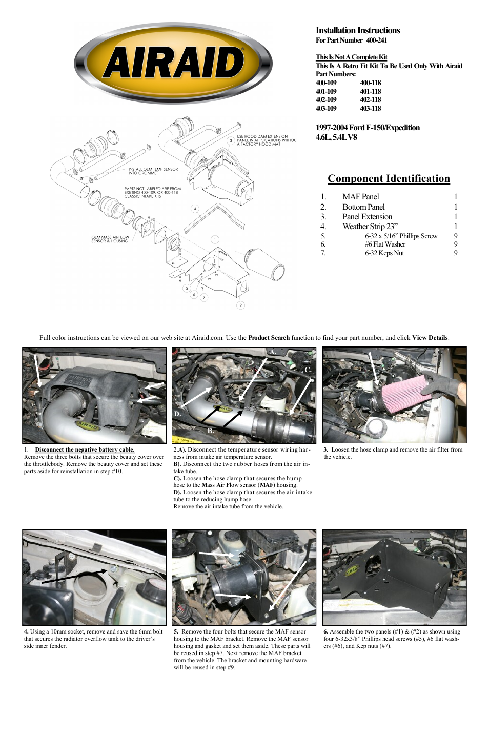 Airaid 400-241 User Manual | 2 pages