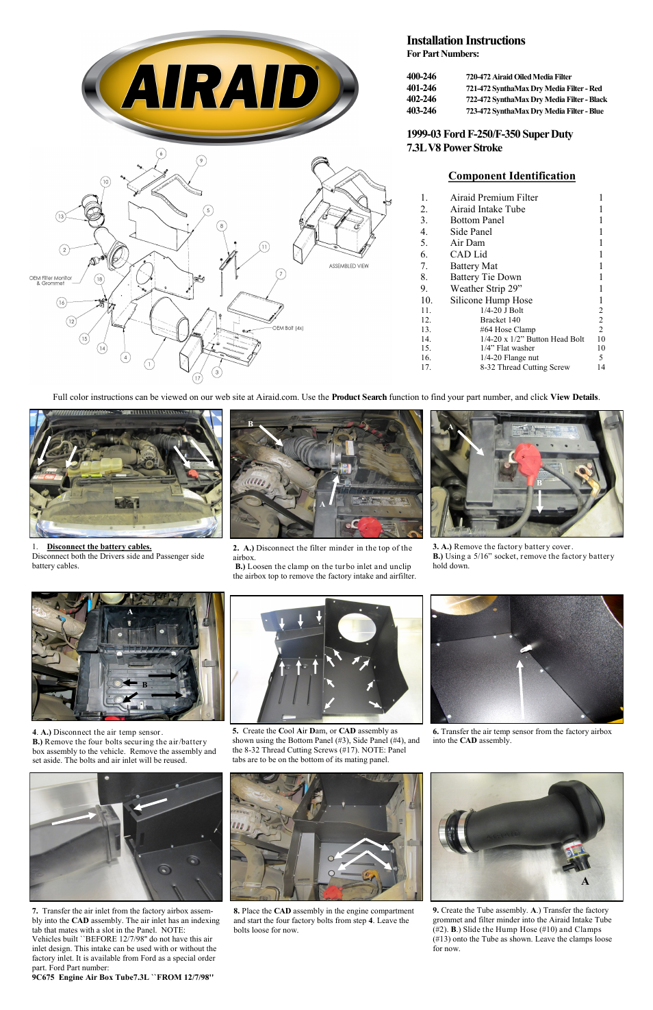 Airaid 400-246 User Manual | 2 pages