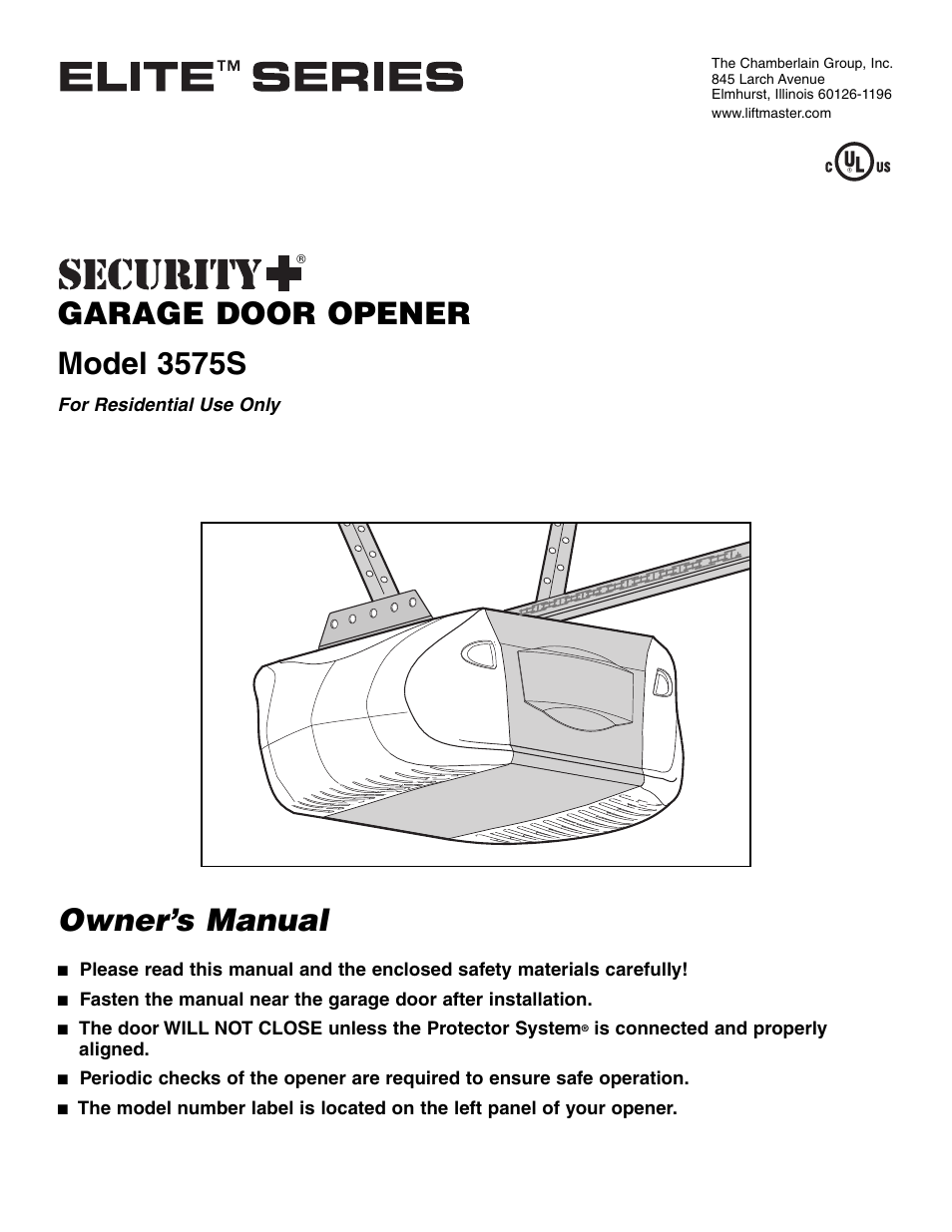 Chamberlain 3575S User Manual | 40 pages