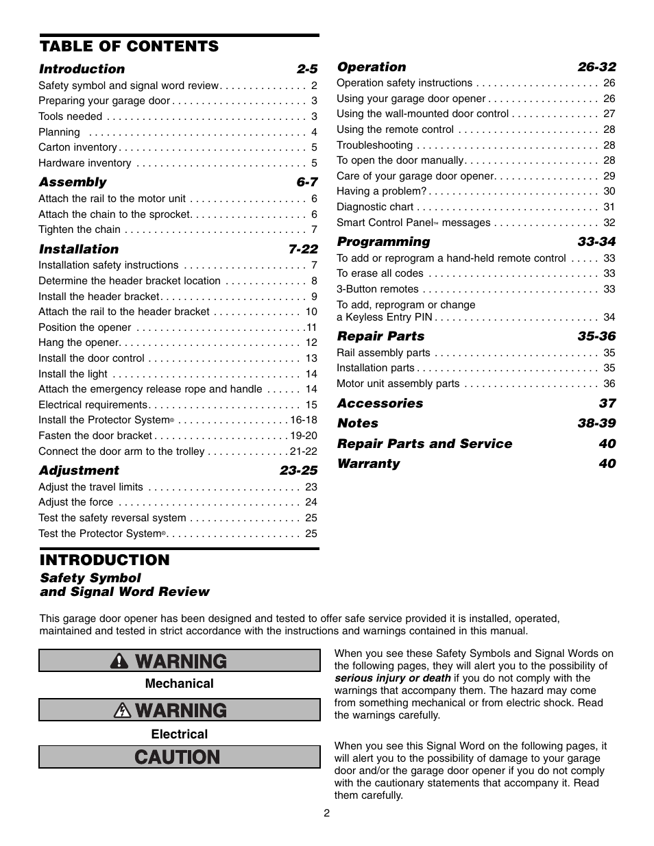 Chamberlain 3575S User Manual | Page 2 / 40