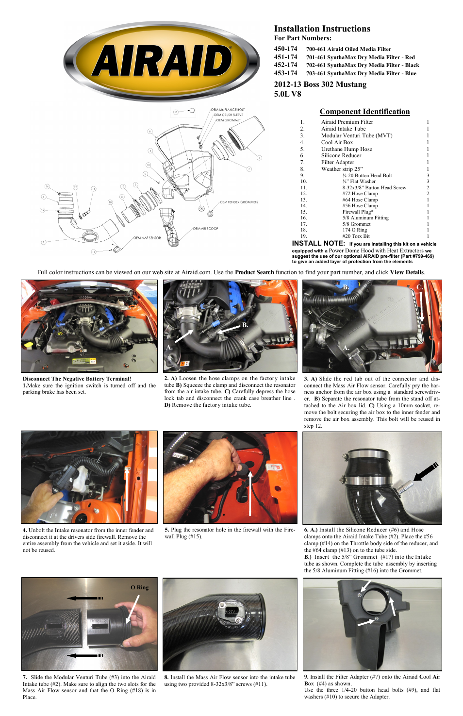 Airaid 450-174 User Manual | 2 pages