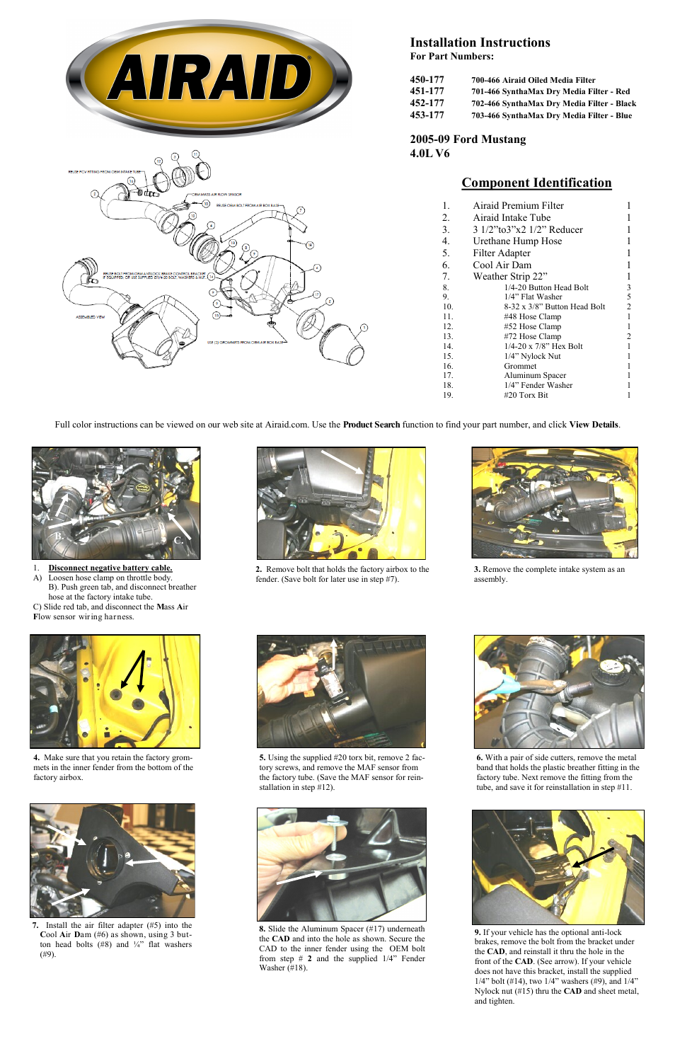 Airaid 450-177 User Manual | 2 pages