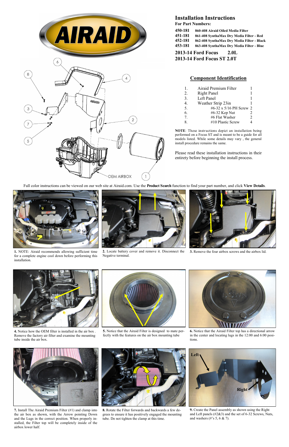 Airaid 450-181 User Manual | 2 pages