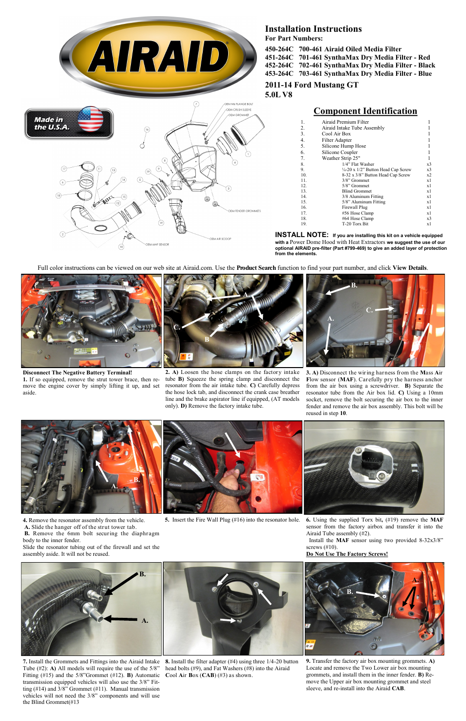 Airaid 450-264C User Manual | 2 pages