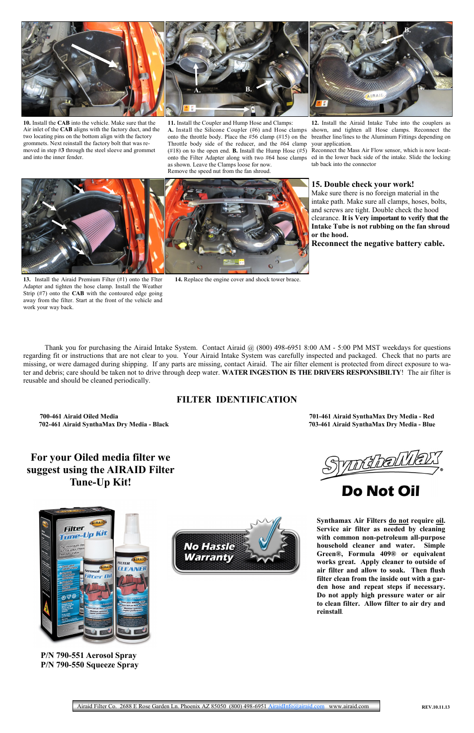 Filter identification | Airaid 450-264C User Manual | Page 2 / 2