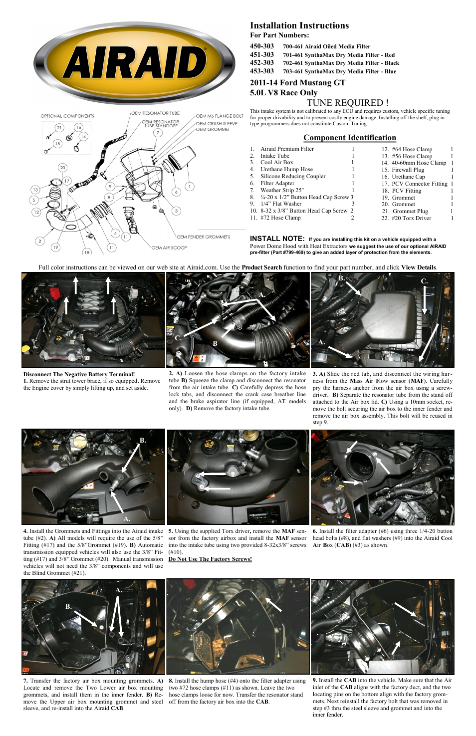 Airaid 450-303 User Manual | 2 pages