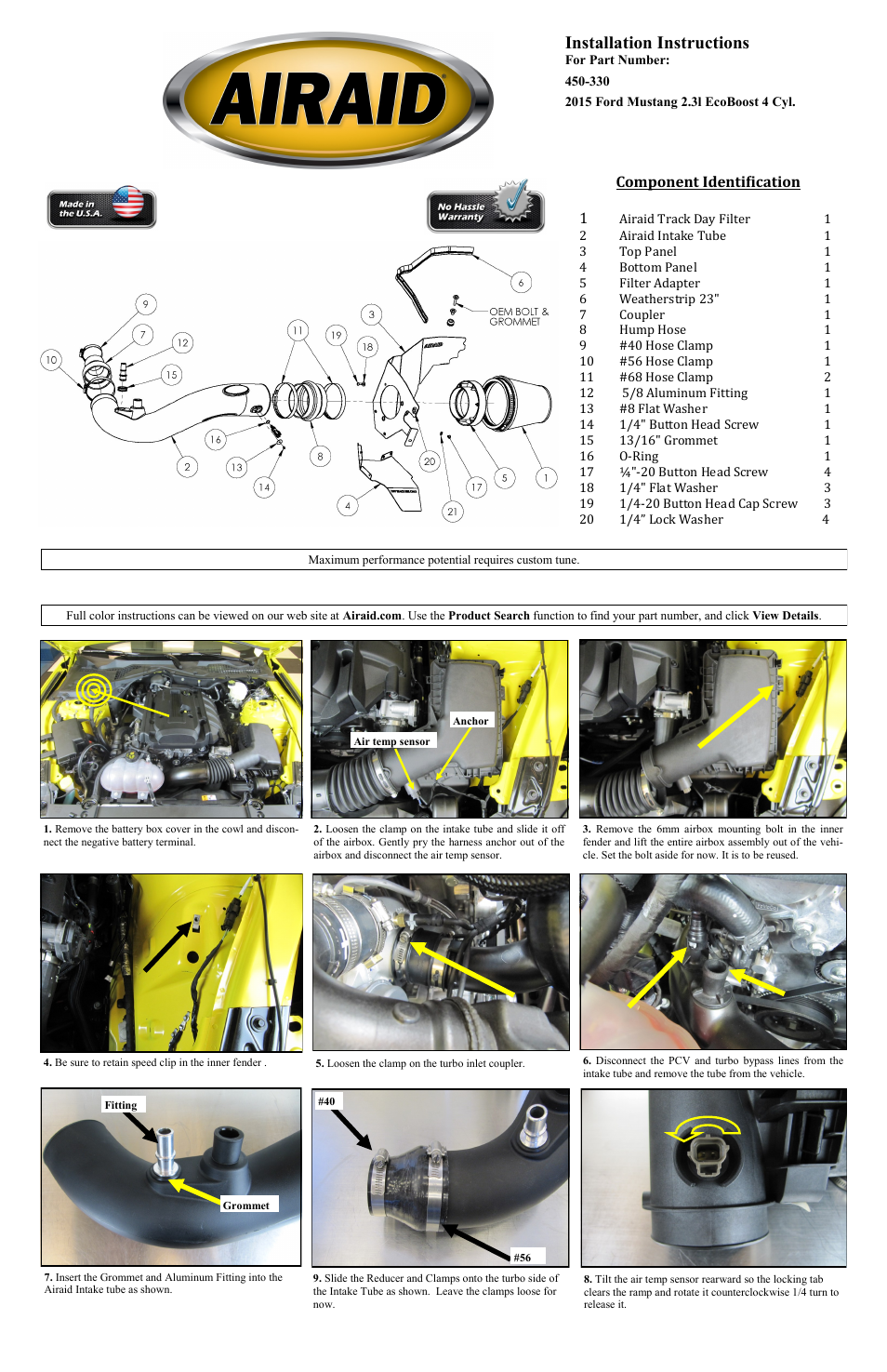 Airaid 450-330 User Manual | 2 pages