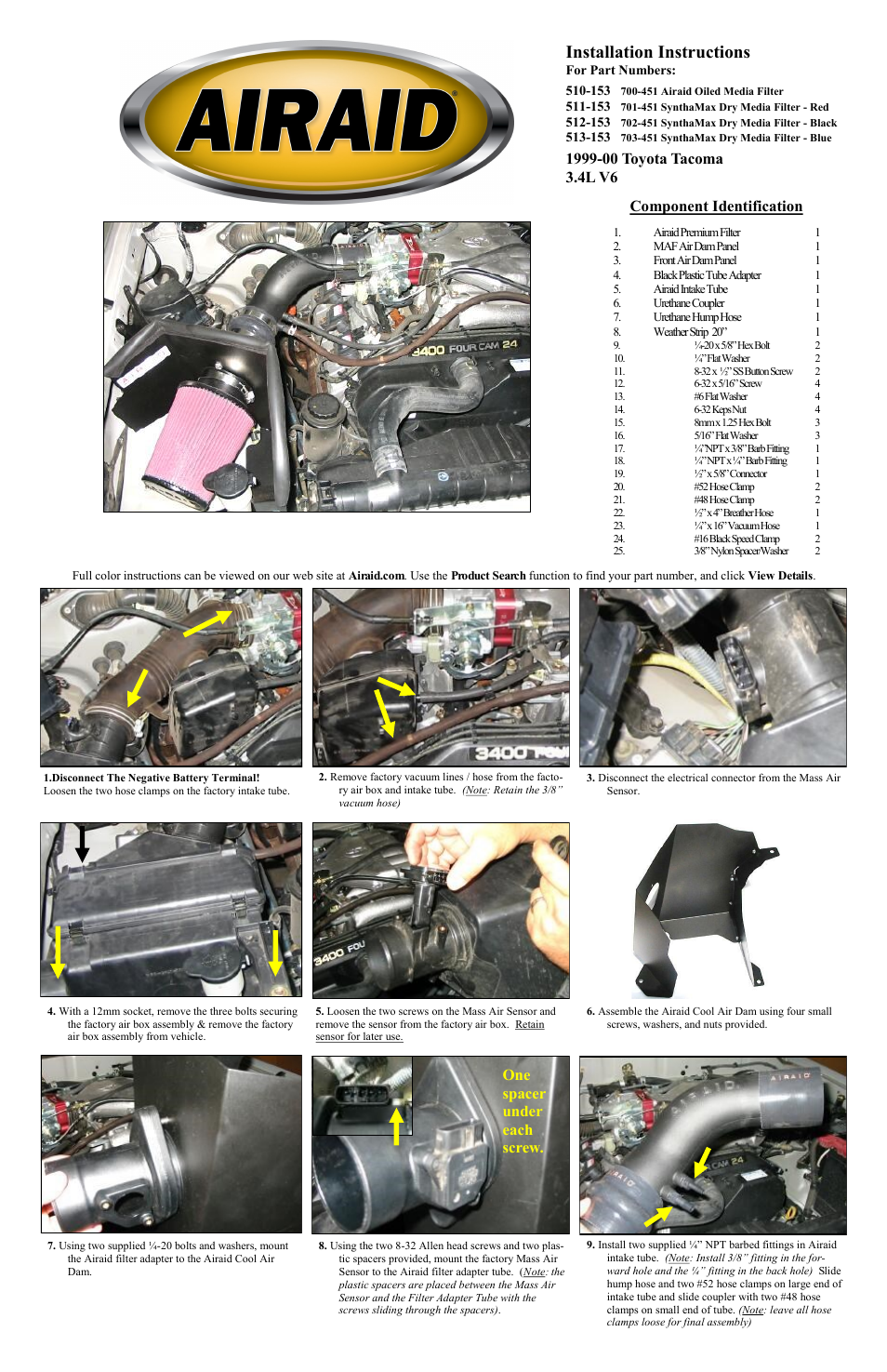 Airaid 510-153 User Manual | 2 pages
