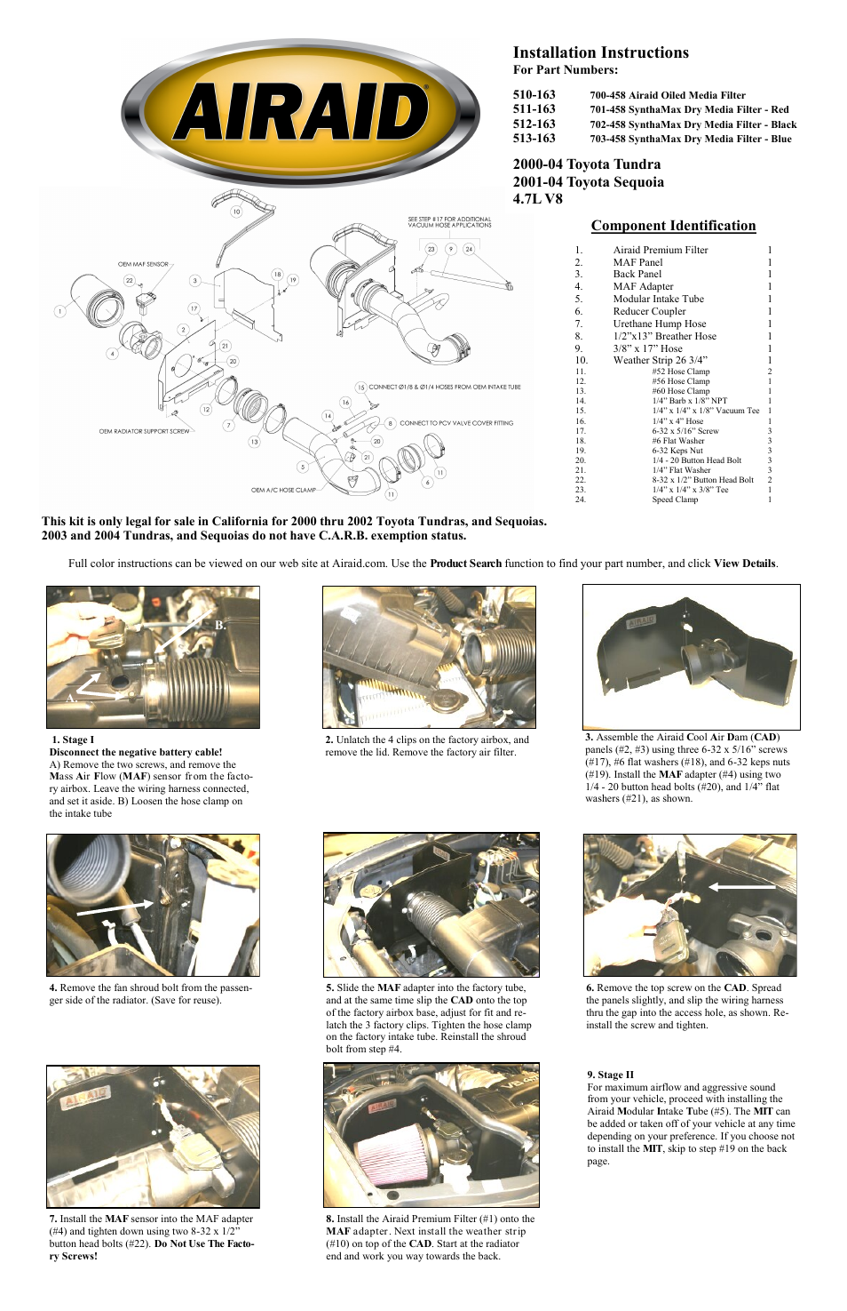 Airaid 510-163 User Manual | 2 pages