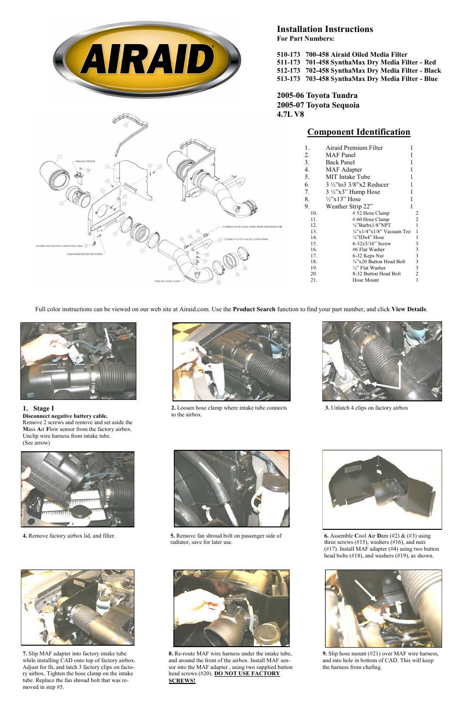 Airaid 510-173 User Manual | 2 pages