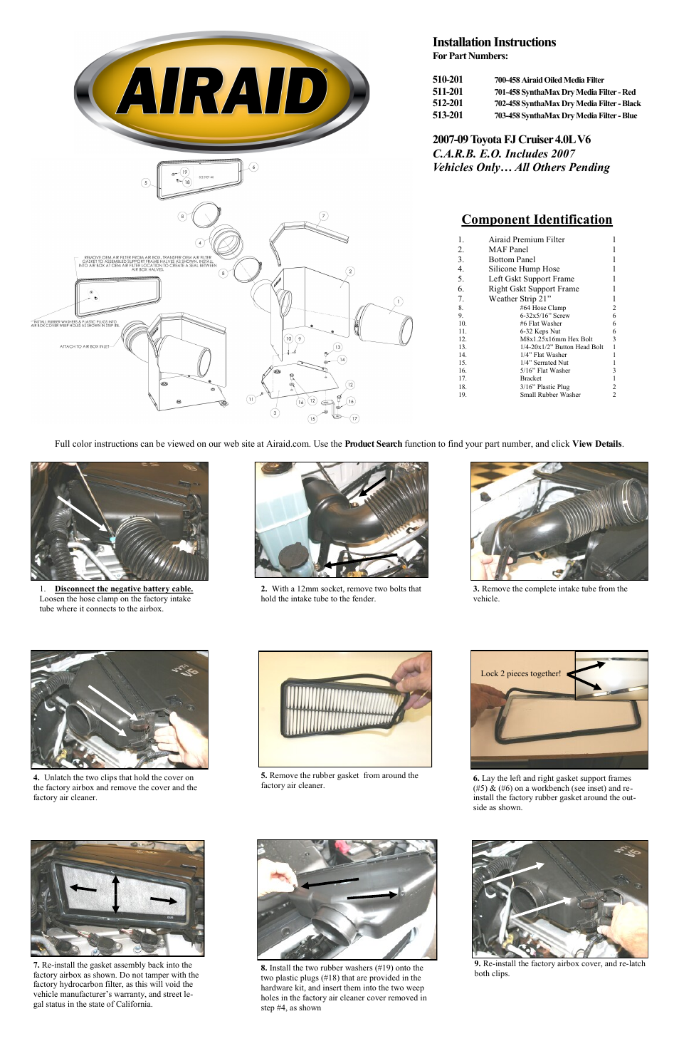 Airaid 510-201 User Manual | 2 pages