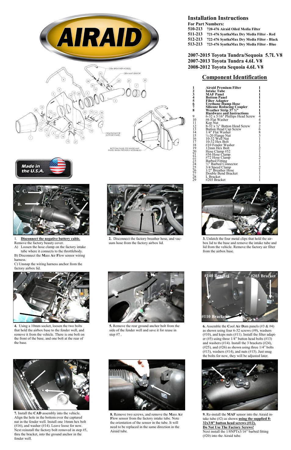 Airaid 510-213 User Manual | 2 pages