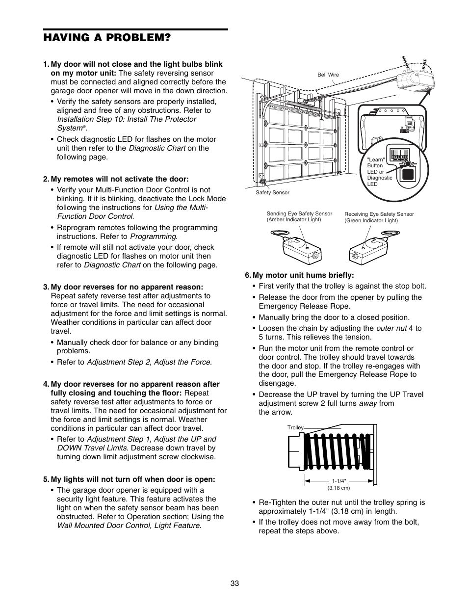 Having a problem | Chamberlain WD822KLS 1/2 User Manual | Page 33 / 40