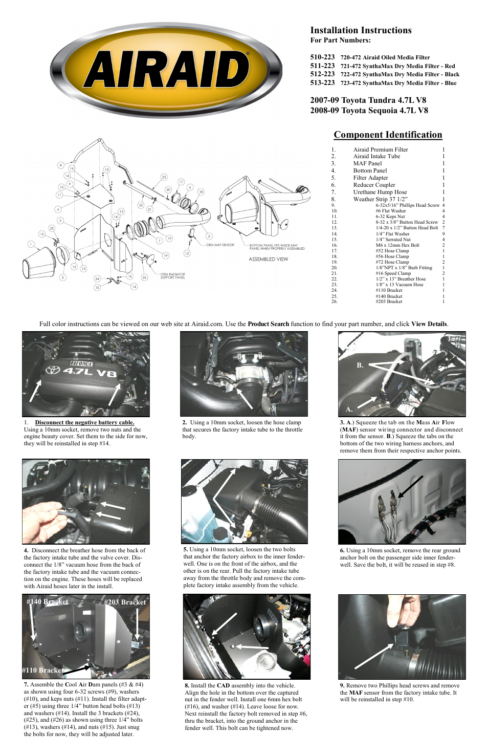 Airaid 510-223 User Manual | 2 pages