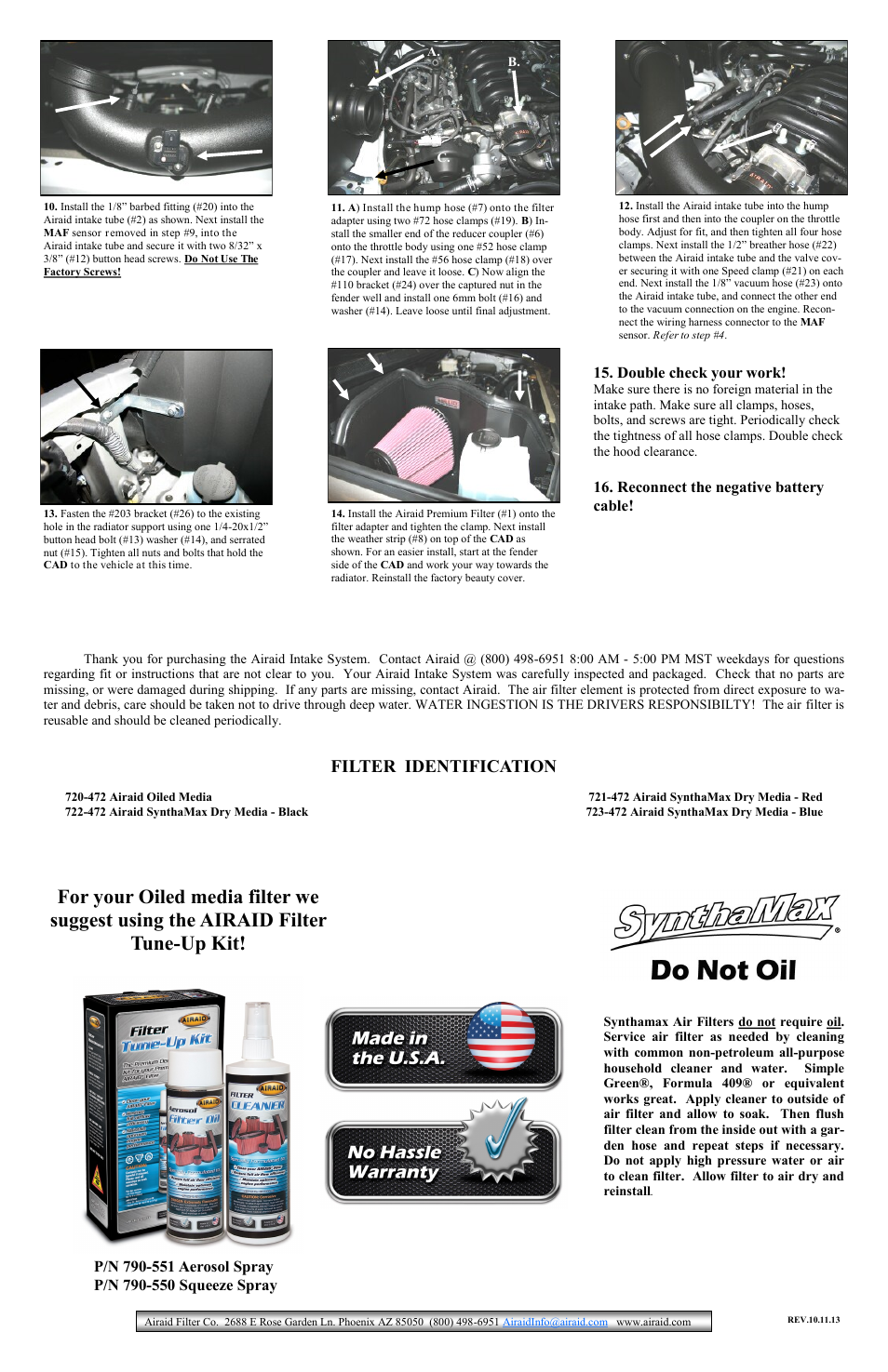 Filter identification | Airaid 510-223 User Manual | Page 2 / 2