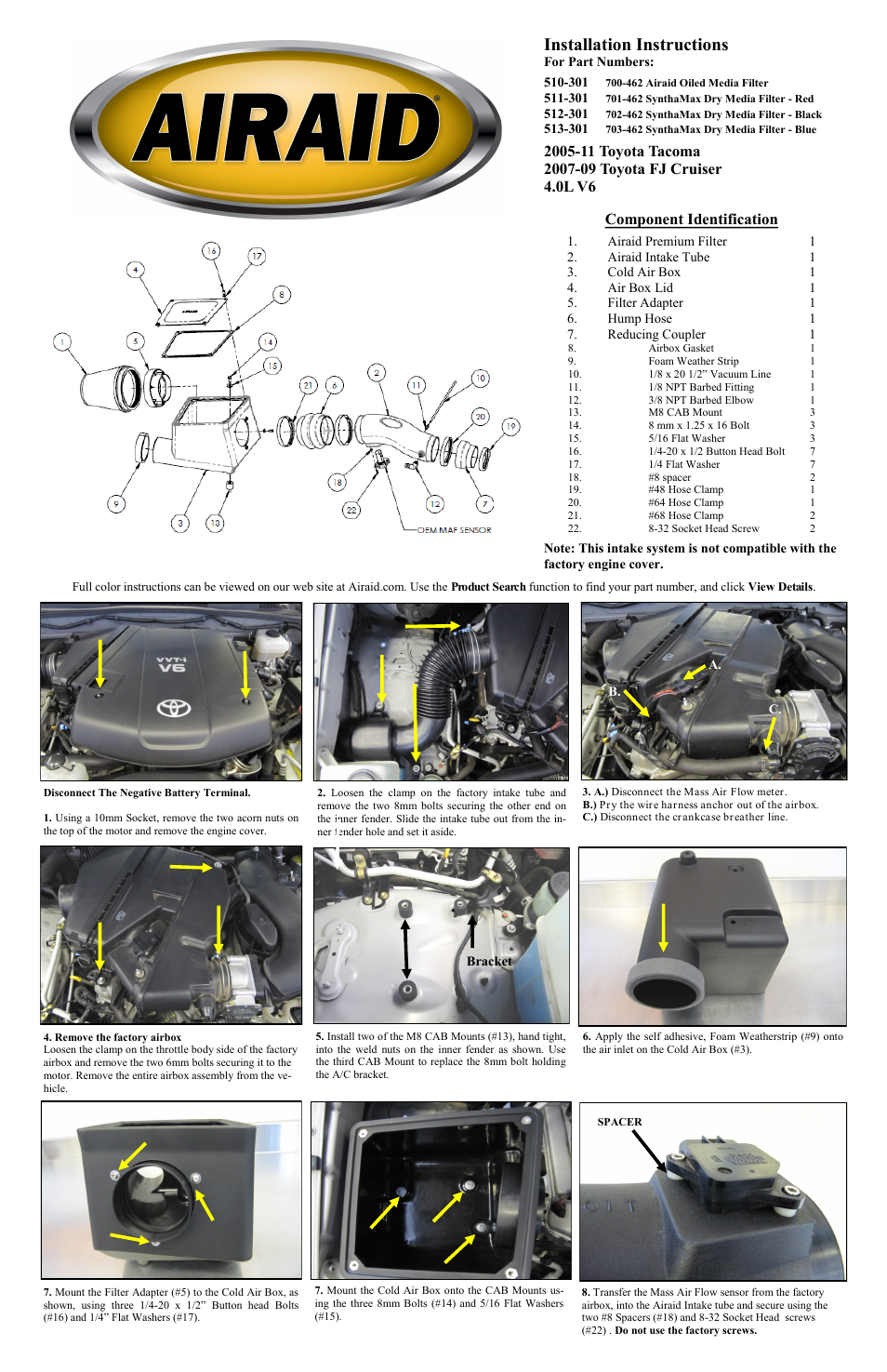 Airaid 510-301 User Manual | 2 pages