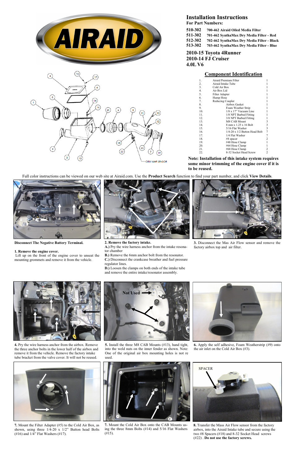 Airaid 510-302 User Manual | 2 pages