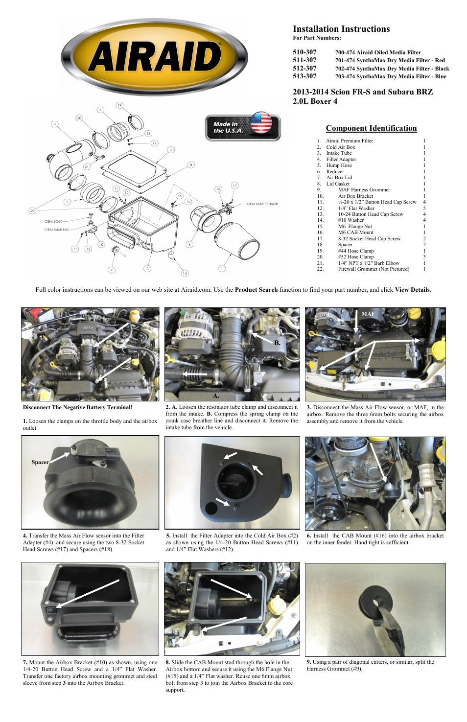 Airaid 510-307 User Manual | 2 pages