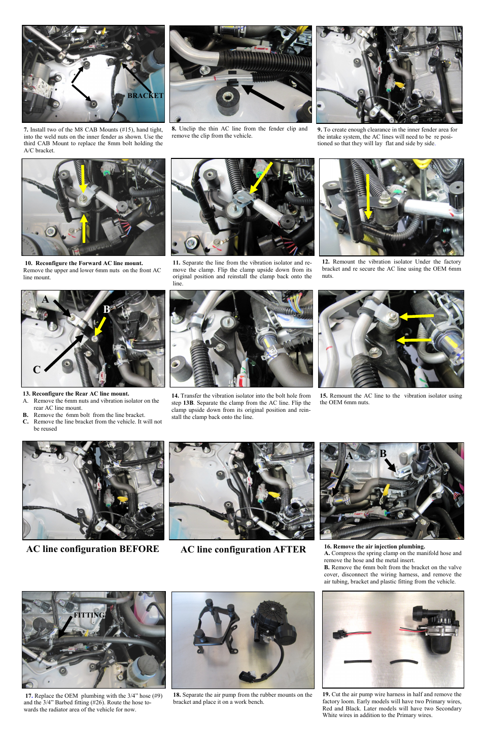 Ab c a b, Ac line configuration before, Ac line configuration after | Airaid 510-312 User Manual | Page 2 / 4