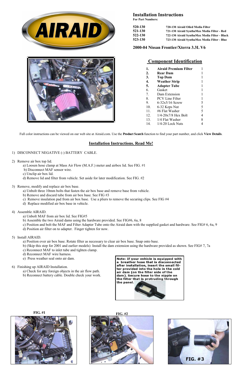 Airaid 520-130 User Manual | 2 pages