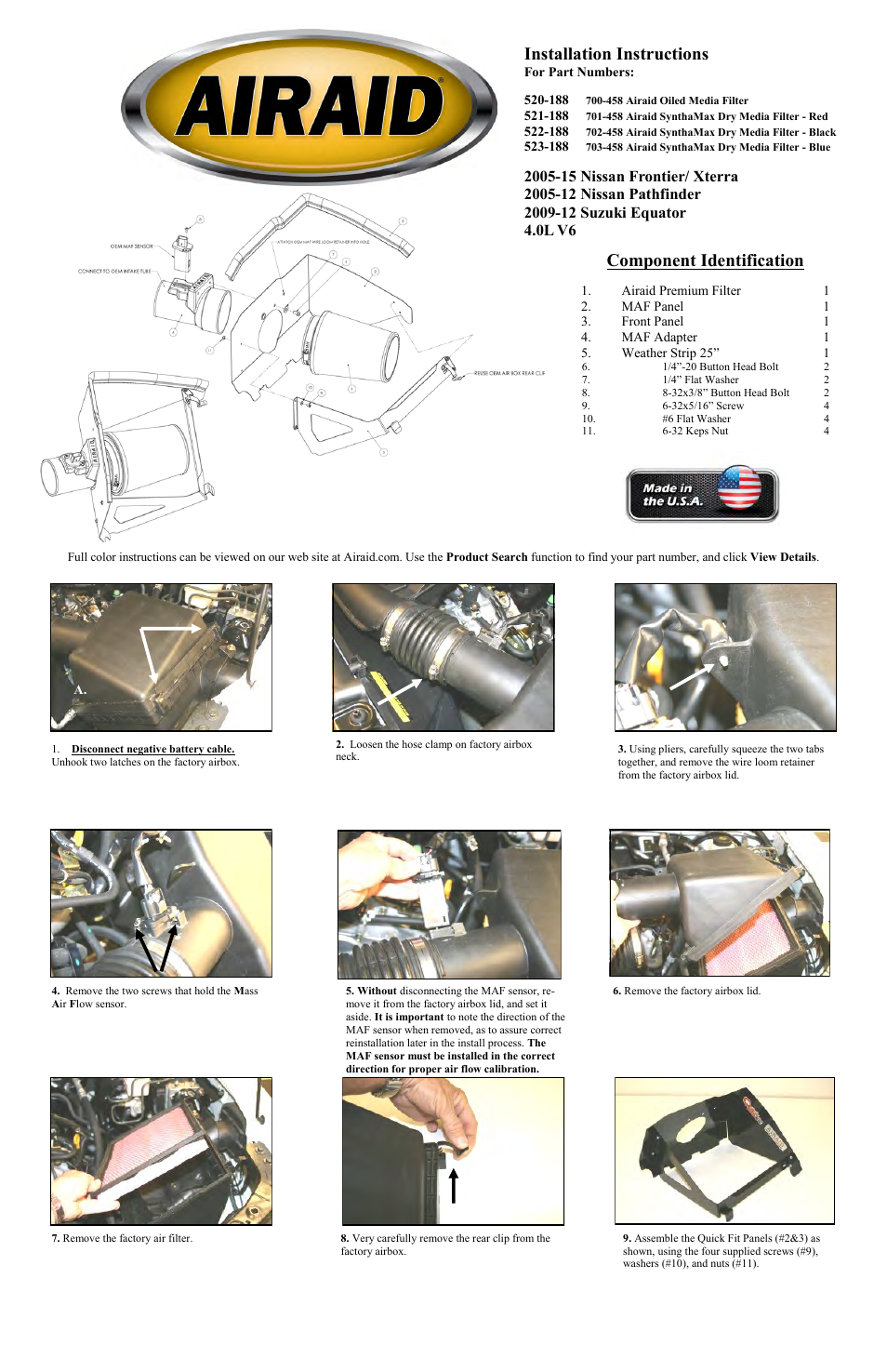 Airaid 520-188 User Manual | 2 pages