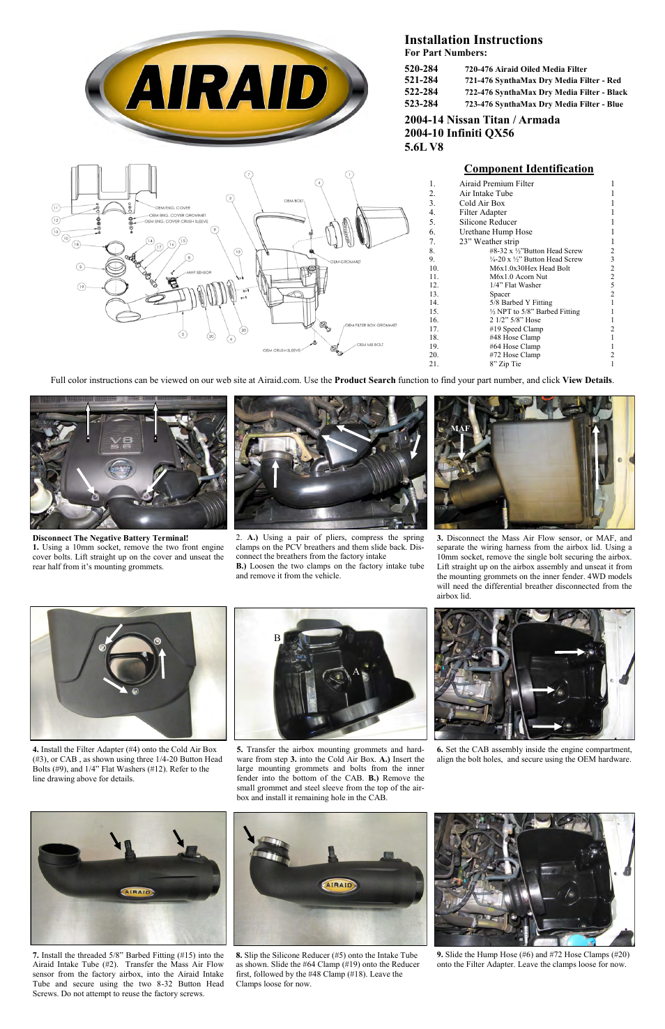 Airaid 520-284 User Manual | 2 pages