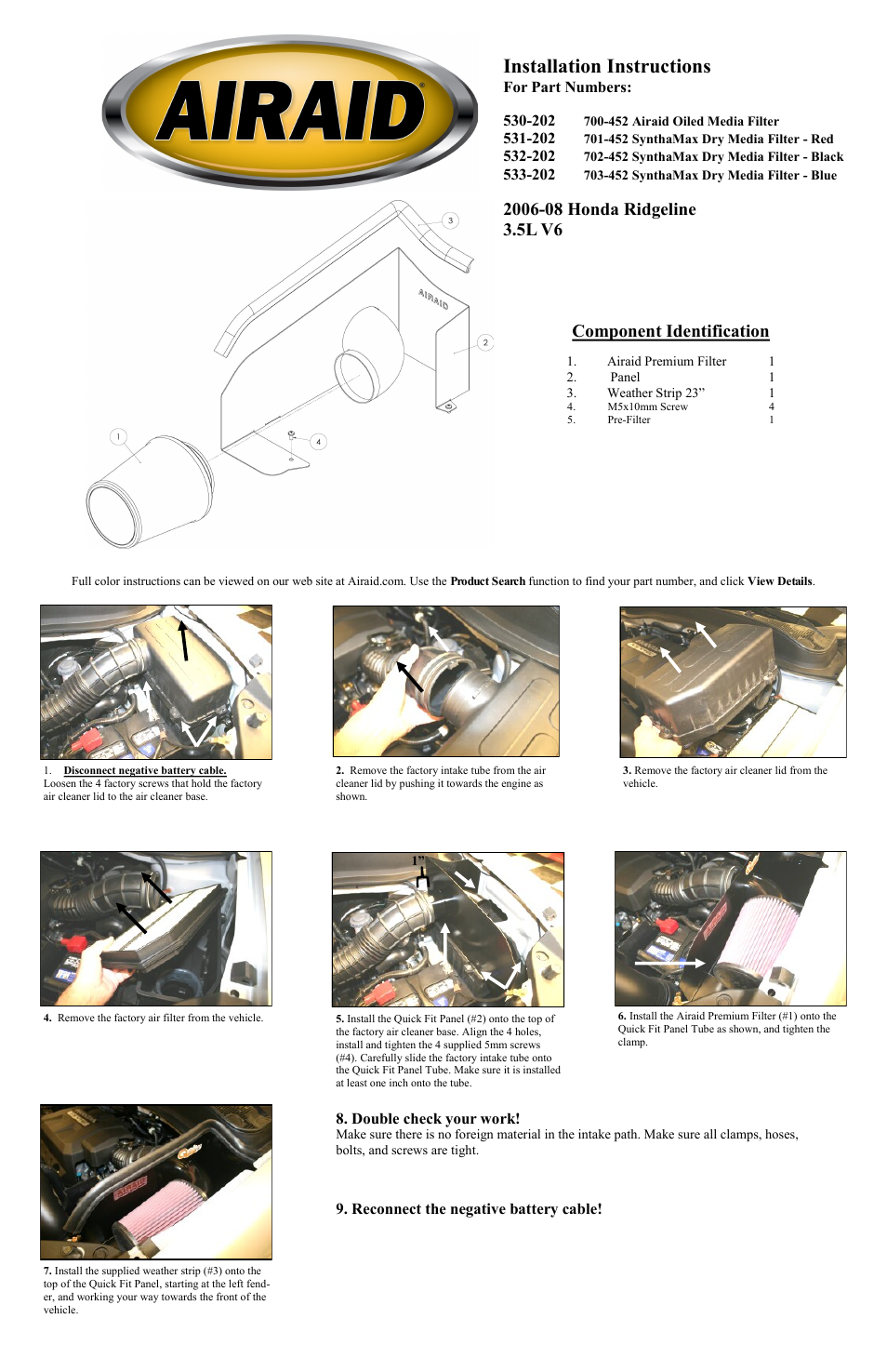 Airaid 530-202 User Manual | 2 pages