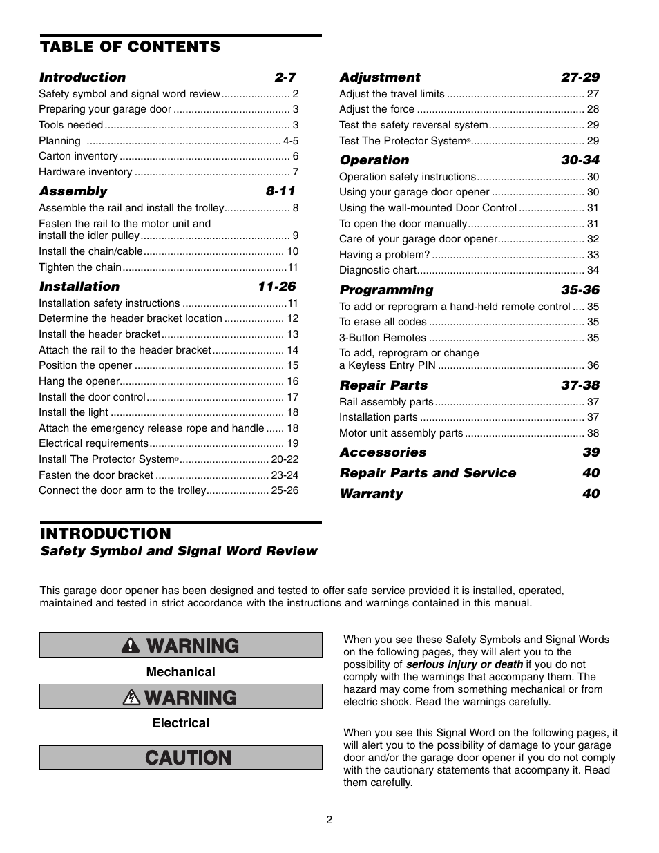 Chamberlain SECURITY HD200DM User Manual | Page 2 / 40