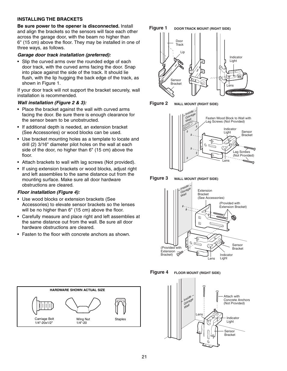 Installing the brackets | Chamberlain SECURITY HD200DM User Manual | Page 21 / 40