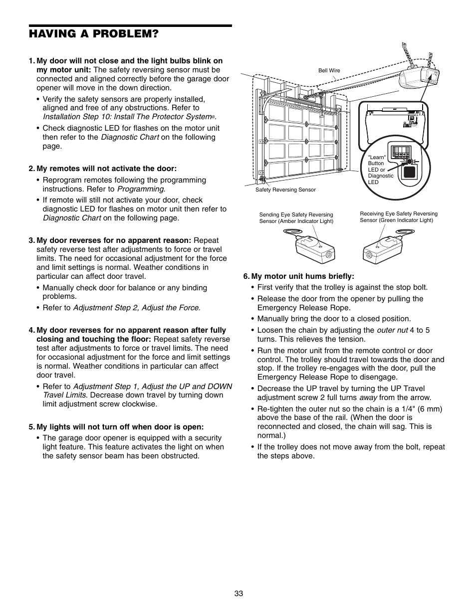 Having a problem | Chamberlain SECURITY HD200DM User Manual | Page 33 / 40