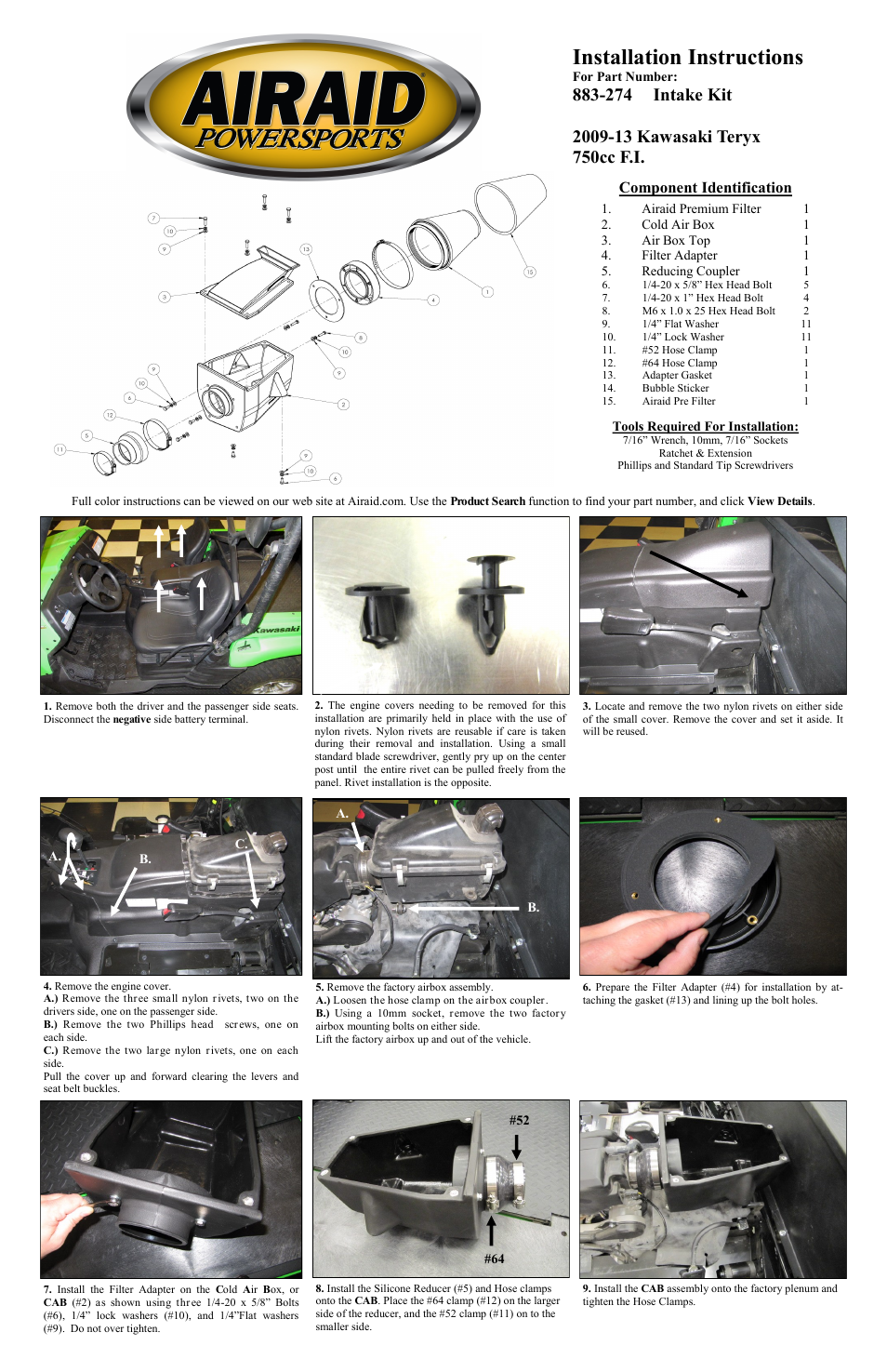 Airaid 883-274 User Manual | 2 pages