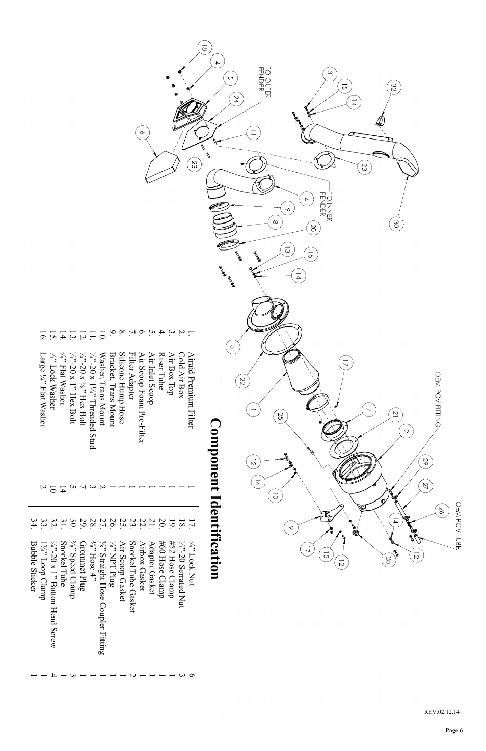 Component identi ficat io n | Airaid 883-275 User Manual | Page 6 / 7