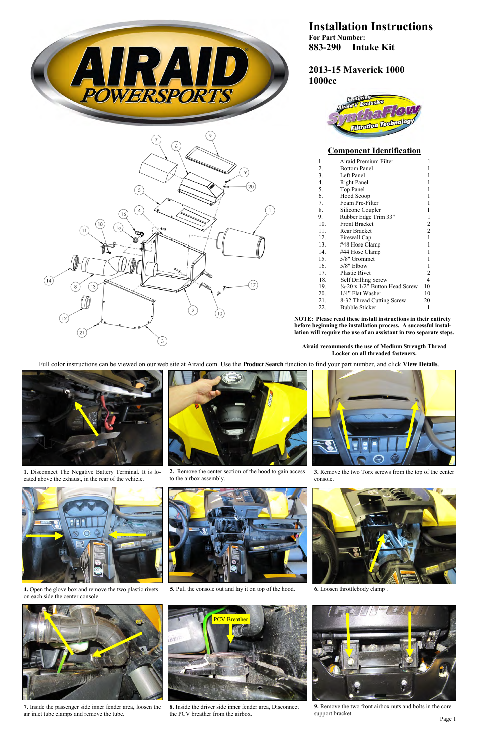 Airaid 883-290 User Manual | 5 pages