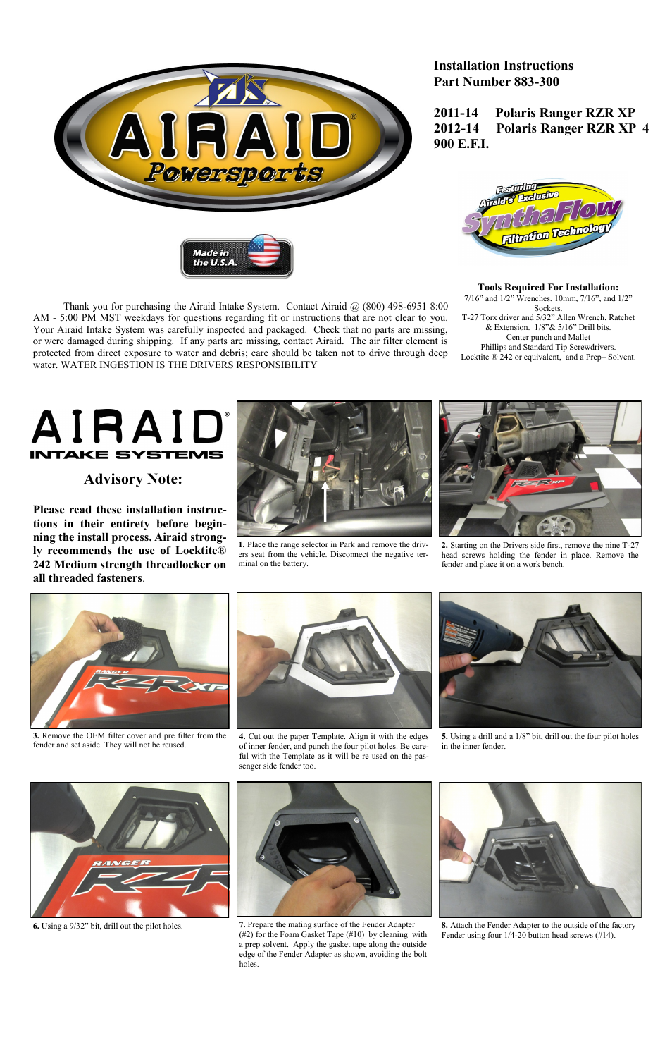 Airaid 883-300 User Manual | 4 pages