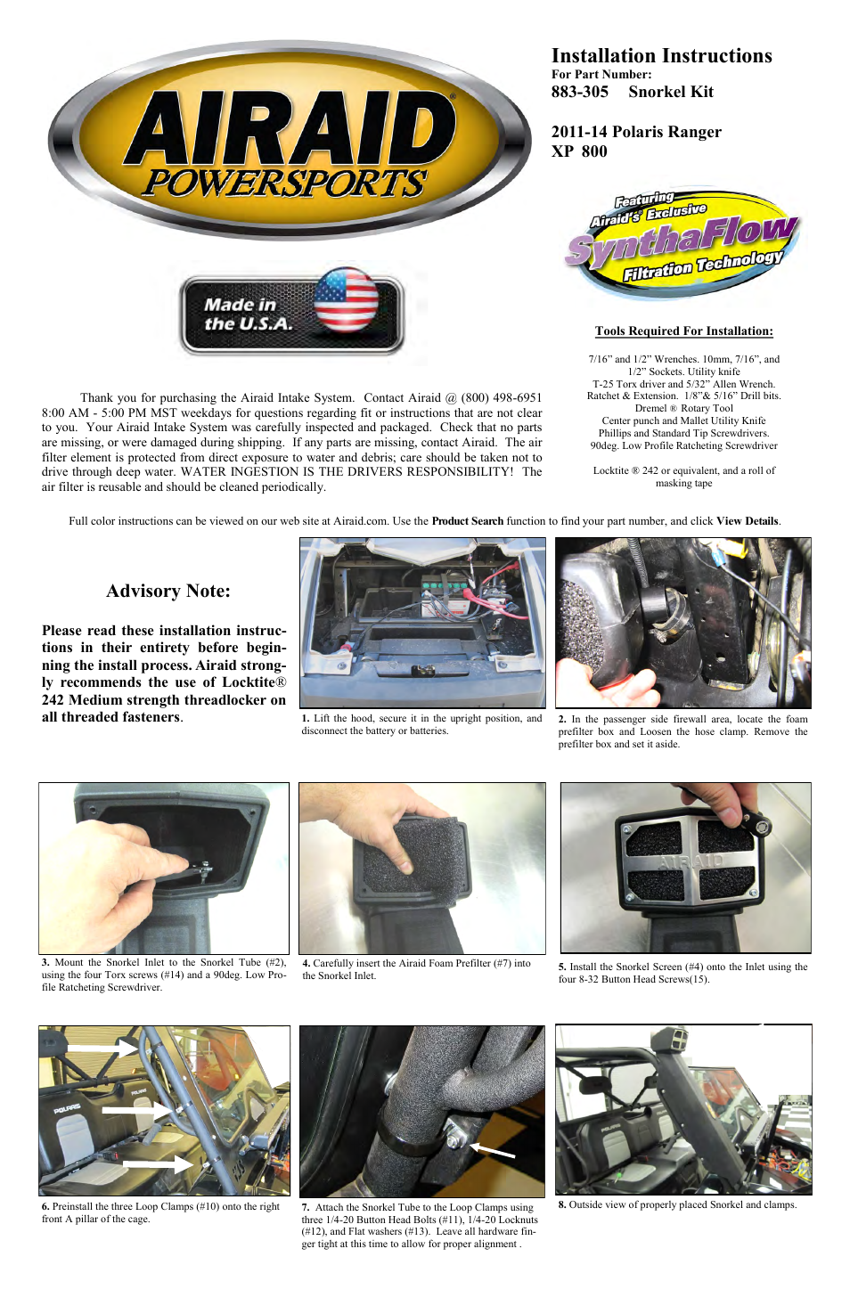 Airaid 883-305 User Manual | 3 pages